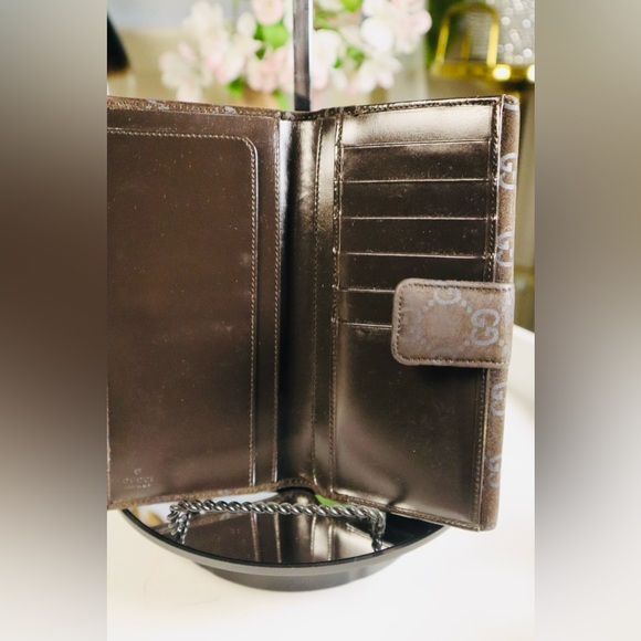 Rare Gucci Long Wallet Suede Gg Pattern With Box - Picture 8 of 8
